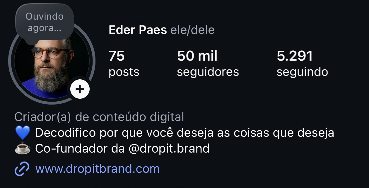 Perfil @ederpaes com 50 mil seguidores
